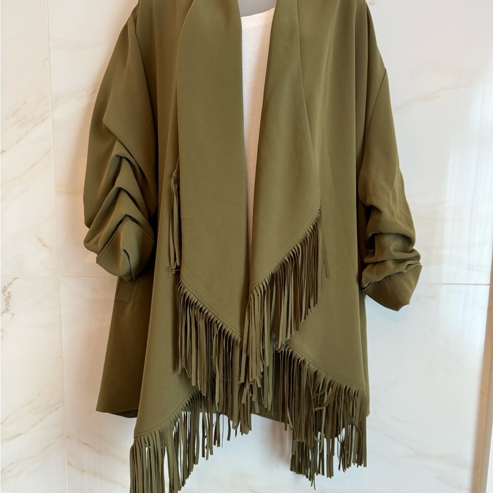 cinq à sept Draped Fringe Jacket – Size 12 – Olivia Fully Lined - Picture 8 of 10